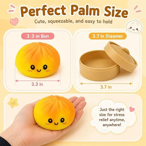 Crossunx Sweet Orange Scented Dumpling Squishies Stress Balls, Tie-Dye Squishies Dumpling Fidget Sensory Toy with Food Steamer, Squeeze Dough Ball for Stress Relief, Stretchy Desk Toys Gift thumbnail 7
