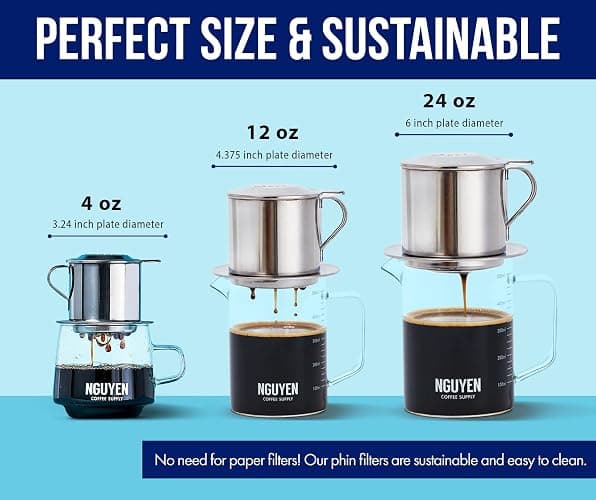 Nguyen Coffee Supply - Original Phin Filter: Stainless Steel 4oz Chamber 3.25 inch plate Diameter, Perfect Cup of Phin Drip Coffee in 5 minutes [4 oz] thumbnail 2