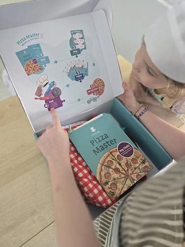 Tovla Jr. Kids Pizza Making Kit | Real Reusable Chef Tools | Ages 5-12 | Silicone Baking Mat Rolling Pin Pizza Cutter | Oven Mitts Chef Hat | 7 Visual Recipe Cards | Family Fun Birthday Gift thumbnail 8