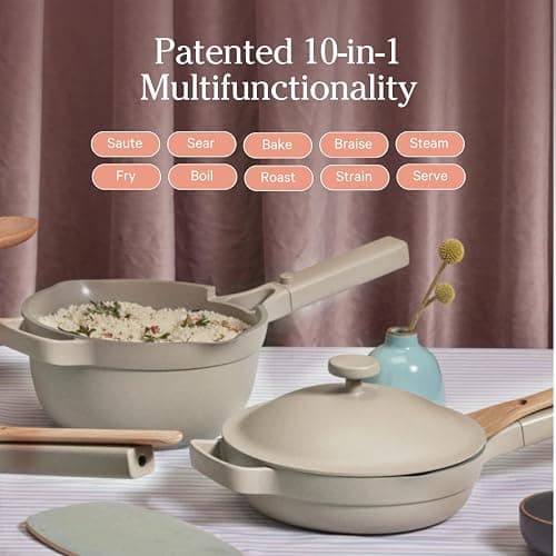 Our Place Mini Always Pan | 8.5" Ceramic Pan with Modular Lid & Beechwood Spatula | Patented 10-in-1 Nonstick, Non-Toxic Cookware Made Without PFAS | Induction & Oven-Safe up to 450°F | Lavender thumbnail 4