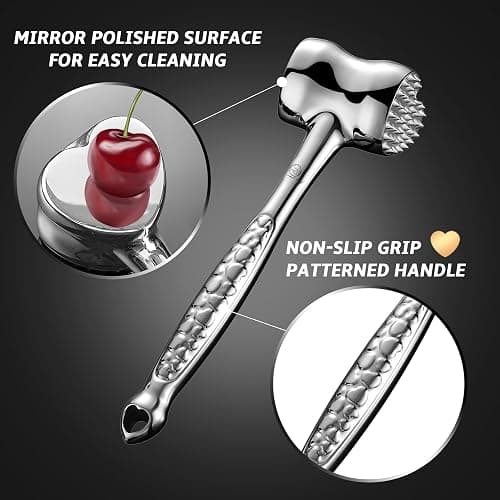 Gourmet Easy Meat Tenderizer Tool Love Heart Design, Lifetime Replacement | Dual-Sided Heavy-Duty Meat Mallet Tenderizer for Steak, Chicken & Poultry. Dishwasher Safe, Lifetime Replacement thumbnail 4