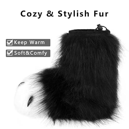 HAOAN Furry Animal Paw Slippers Fuzzy Boots Cat Fox Wolf Bear Claw Shoes Halloween Cosplay Costume Accessories thumbnail 5