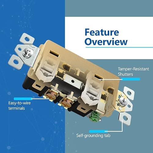 LIDER Matte Finish Decorator Receptacle with Interchangeable Face Cover, Child Safe Tamper-Resistant Wall Outlet with Screwless Wall Plate, Residential Grade, 15A 125V, UL Listed, LR15-TR-GDSWP, Gold - 15 Amp (Wall Plate Included) - Gold - 1 thumbnail 5