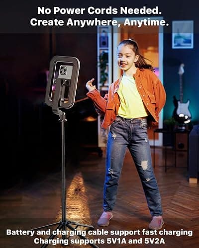 M MYBAT PRO Selfie Ring Light with 72" Tripod Stand - Extendable Selfie Stick with Light for Phone, Live Streaming, Makeup, Travel, Gaming, Video, Includes Phone Holder& USB-C Powered thumbnail 6