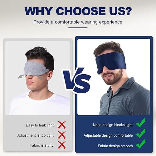 Quelcc Masques de Sommeil pour Hommes et Femmes, Masque Nuit Soie avec Bandeau Réglable, Cache Yeux pour Dormir pour Sommeil, Yoga, Sieste et Voyage(Marine) thumbnail 5