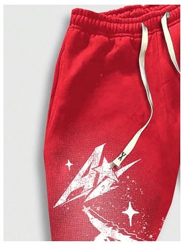 WDIRARA Men's Y2k Graphic Letter Print Stacked Sweatpants Drawstring Bell Bottom Flare Pants with Pockets thumbnail 4