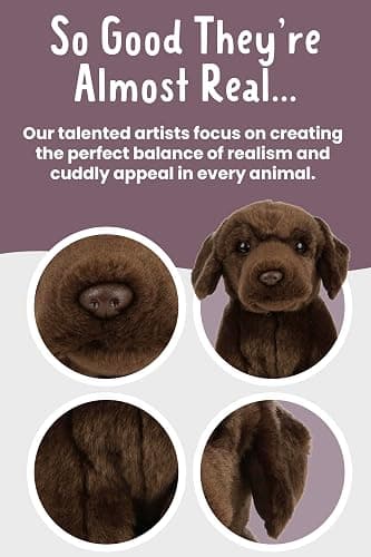 Living Nature Chocolate Labrador Soft Toy – 20cm Brown Realistic Cuddly Dog Plush – Stuffed Animal Gift for Kids & Dog Lovers thumbnail 4