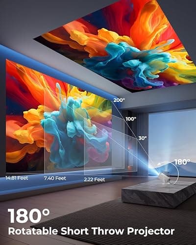 CLOKOWE Mini Projector with WiFi and Bluetooth - Built-in Apps, Smart Portable Projector with 180° Rotation, Auto Keystone, Support 1080P, Compatible with HDMI/USB/TV Stick/Smartphone/Laptop thumbnail 3