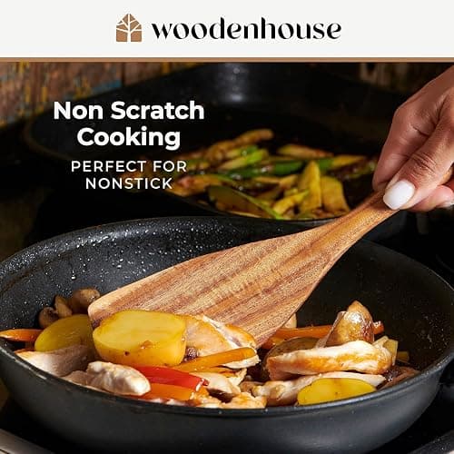Wooden Spoons for Cooking – 10 Pc Teak Wood Utensil Set, Durable, Nonstick Safe & Heat Resistant with Ergonomic Handles thumbnail 5