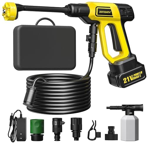 Cordless Portable Washer, Battery Operated Handheld Washer with 21V Battery & Charger, 1100 PSI, 6-in-1 Nozzle, Foam Pot, 23FT Hose, Car Washer for Home Garden Patio Driveway - Image 1