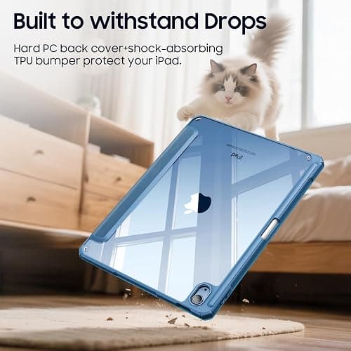 Fintie Hybrid Slim Case for iPad (A16) 11th Generation 11 Inch (2025), iPad 10th Generation 10.9 Inch (2022) - Shockproof Cover with Clear Transparent Back Shell & Pencil Holder, Ocean Blue thumbnail 7