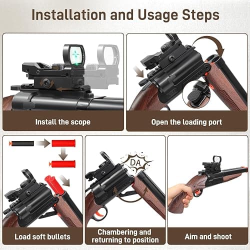 Bugrtey Double-barreled Toy Gun - Two Modes Realistic Soft Bullet Toy Guns Blaster with Sight - Educational Shooting Toy Shotgun - Ideas Gifts for Christmas Birthday Halloween Present thumbnail 4