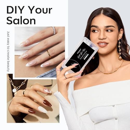 Modelones Almond Fake Nail Tips -510Pcs Medium Soft Gel Nail Tips Almond Shape Pre Etched Half Matte Full Cover Clear Acrylic Gel Kit False Press on for Extension Manicure Salon DIY at Home 15 Sizes thumbnail 4