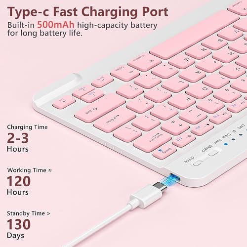 FUWANG Keyboard Case for iPad Pro 13 inch (M5/M4) 2025/2024, Magnetic Detachable Colorful Keys for iPad Pro 13 inch Case with Keyboard, Folio Case for iPad pro 13'' M5/M4 with Pencil Holder - Pink thumbnail 7
