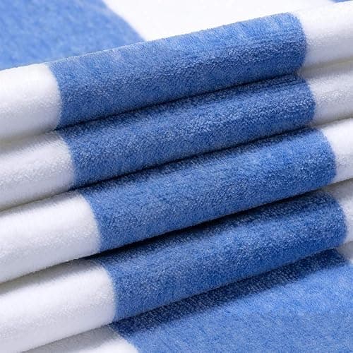 HENBAY Cotton Oversized Beach Towel - Large 70 x 35 Inch Pool Towel, Blue Striped Quick Dry Swimming Cabana Towel thumbnail 3