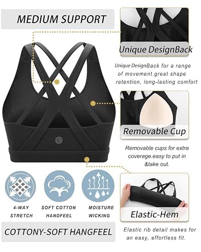 RUNNING GIRL Sports Bra for Women High Support, Criss-Cross Back Padded Strappy Sports Bras Yoga Bra with Removable Cups thumbnail 4