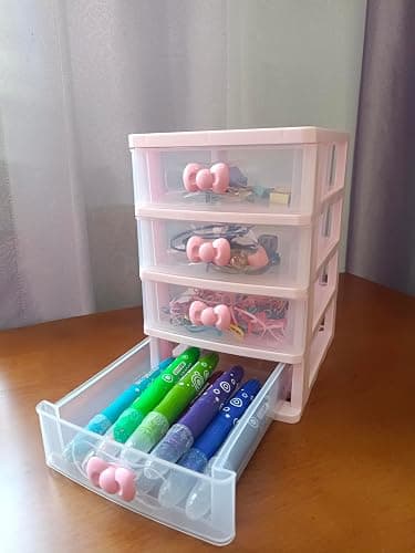 Lovely Pink Mini Receiving Storage Box With Multi-layers And Pink Bowknot Handle Gift for Mothers, Girls, Small Items Keeping Box (Four layers (7.06 x 5.22 x 8.05 inches)) thumbnail 4