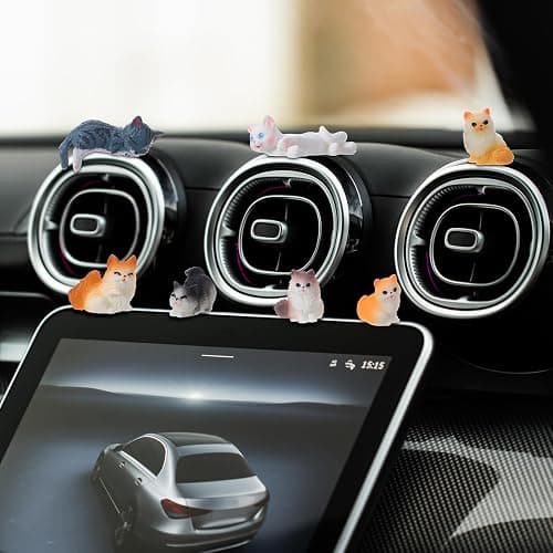 GGSTDDUP Cute Cat Car Interior Accessories Dashboard Decorations, 29 Piece Car Dash Decor Rearview Mirror Ornament Cute Pussy Figures Anime Decor for Car Home Garden Office thumbnail 6