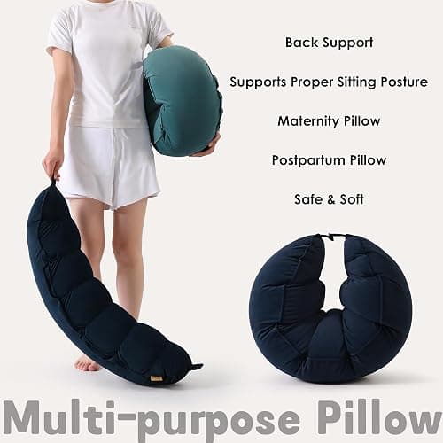 Ailuteie Peallow(Pat. Pend) – Long Round Body Pillow for Adults, Bolster Pillow for Sleeping, Soft and Supportive Pillow for Sleeping & Lumbar Support (Teal Blue, 29.5") thumbnail 6