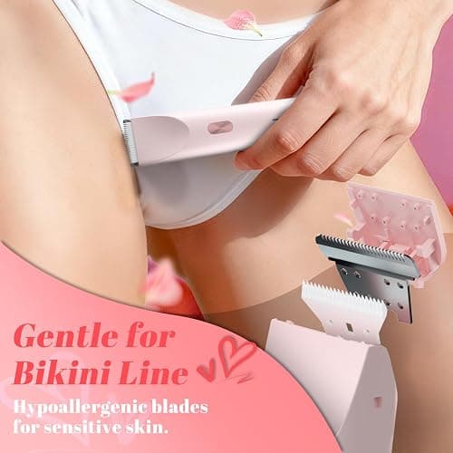 Fanovae Bikini Trimmer for Women – Gentle Electric Razor for Sensitive Areas, Waterproof USB-C Rechargeable Shaver for Body & Face, Stocking Stuffers Holiday Gift Petal Pink thumbnail 2