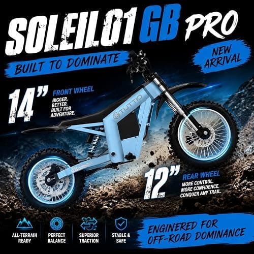 Tuttio Soleil01 GB PRO Electric Dirt Bike for Teens & Adults 45MPH 75Miles | 3360W Electric Motorcycle, 54.6V 27Ah Battery Ebike, Full Hydraulic Brakes and Suspensions Mountain Off-Road E Dirt Bike thumbnail 4