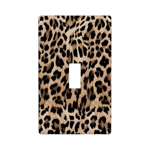 Leopard Single Toggle Light Switch Plate Decorative, Wild Animals Skin Cheetah Fur Spots 1 Gang Wall Plates Cover Electrical Switchplate for Kitchen Bathroom Bedroom Living Room Home Decor Faceplate - Image 1