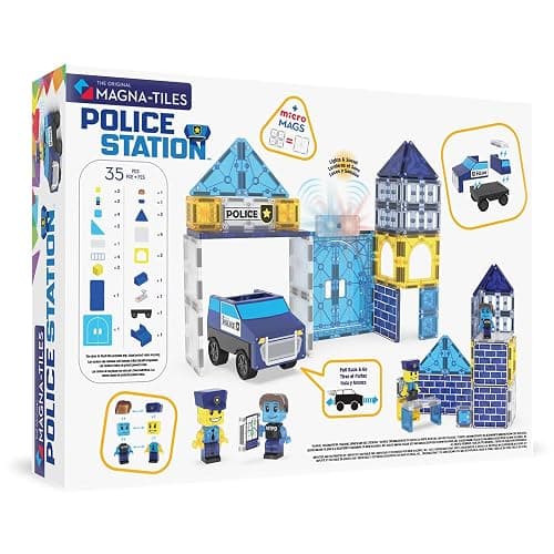 MAGNA-TILES Police Station 35-Piece Magnetic Construction Set, The Original Magnetic Building Brand thumbnail 3