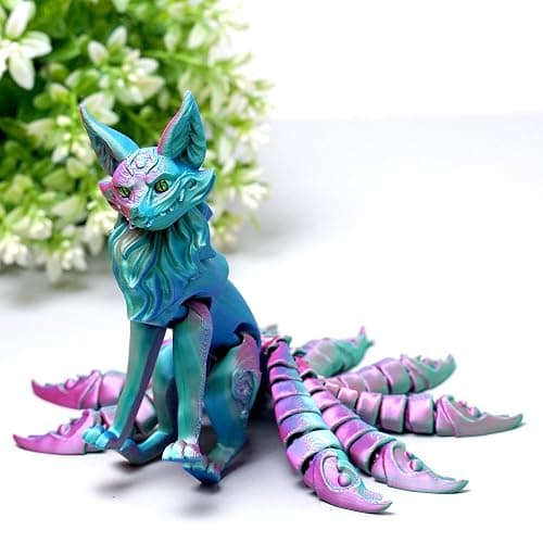 3D Printed Nine tailed fox Model,Flexible Realistic Articulated Animal Fidget Toys,Mystery Figurines Gifts for Easter,Executive Desk Funny Décor and Festival Collectible,Easter Basket Stuffers (PG) thumbnail 3