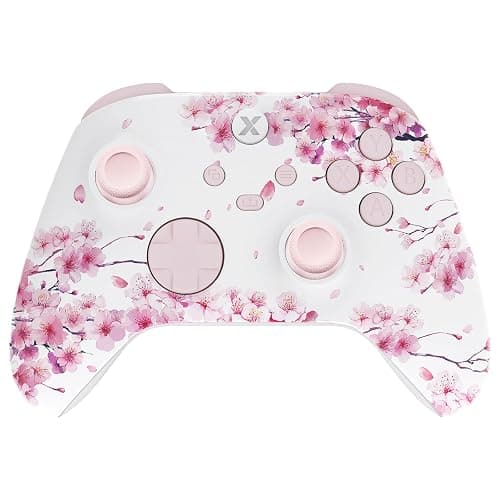 eXtremeRate Full Set Shell Buttons for Xbox Series X & S Controller, Cherry Blossom Whisper Custom Replacement Side Rails Grips Front Back Plate Cover for Xbox Core Wireless Controller - No Console thumbnail 4