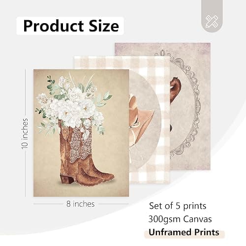 Cowgirl Nursery Wall Art Coquette Western Girl Poster Vintage Horse Floral Canvas Pictures Aesthetic Pink Preppy Room Wall Decor Rustic Cowgirl Prints for Girls Bedroom 8x10x5 Inch Unframed thumbnail 2