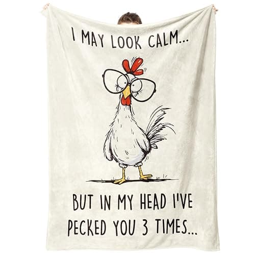 GoMelley Funny Chicken Blanket, Gag Birthday Gifts for Women Men | Chicken Gifts for Friend Coworker Partner Chicken Lover, White Elephant Gift, Soft Throw Blanket for Napping Couch, 60" x 50" - Image 1