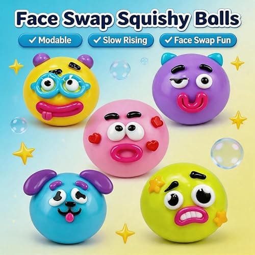 New Dog Face Swap Soft Slow Rising Squishy Toy, Cute Sensory Fidget Squeeze Toy, Stress Anxiety Relief Decompression Squishies for Adults Kids (E: Yellow) thumbnail 2