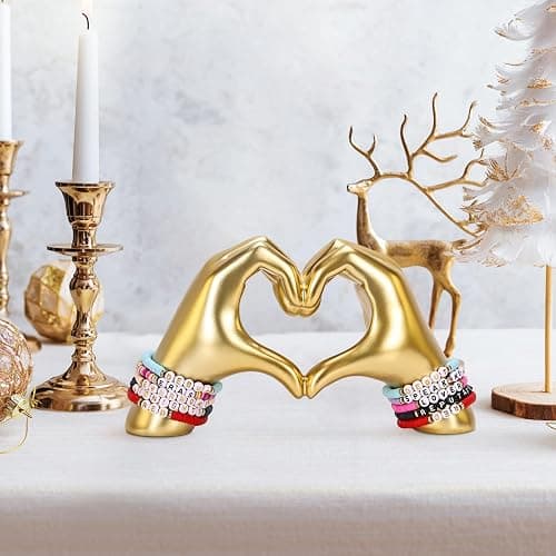 DOVDOV Heart Hand Sculpture, Gold Shelf Decoration Aesthetics for Room Bookshelf Coffee Table Dining Table Centerpiece, Birthday Gift and Memorial Gift for Women, Girlfriend Girls Mom. thumbnail 2