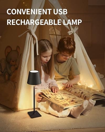 KDG Cordless Table Lamp, Portable LED Desk Lamp, 5000mAh Battery Operated, 3 Color Stepless Dimming Up, for Restaurant/Bedroom/Bars/Outdoor Party/Camping/Coffee Shop Atmosphere Night Light(Black) thumbnail 9