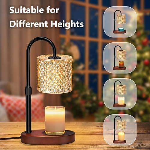 seenlast Electric Candle Lamp Warmer with Timer Dimmer, Adjustable Height, Candle Warmer Lamp for Christmas, Birthday, Coaster Home Decor Gift thumbnail 6