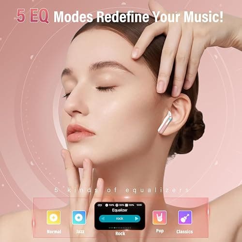 Wireless Earbuds, Bluetooth 5.4 Ear Buds with Multifunctional Touch Screen, Bass Stereo Sound, ANC/ENC Noise-Canceling MIC, IPX7 Waterproof, 48H Bluetooth Earphones with 5 EQ Modes, Rose Gold thumbnail 5