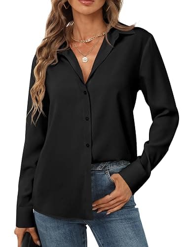 hearain Women's Button Down Shirts Long Sleeve Basic Classic Soft Shirt Collared Fashion Dressy Casual Blouses thumbnail 4