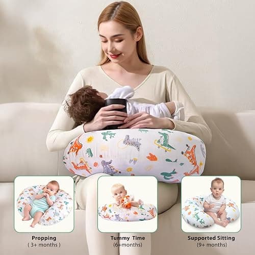 Resylp Nursing Pillow, Breast Feeding Pillows for Women, Removable Cotton Cover with Breathable Firm Fill, Baby Feeding Pillow for 0-12 Months, Breastfeeding Pillows, Machine Washable thumbnail 6