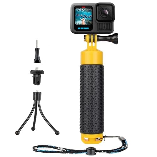 GEPULY Floating Hand Grip for GoPro Mission 1 DJI Action 6 Insta360 AKASO | With Mini Tripod Stand 316 Stainless Steel Handle Mount Waterproof Selfie Stick Accessories Action Camera Underwater Monopod - Image 1