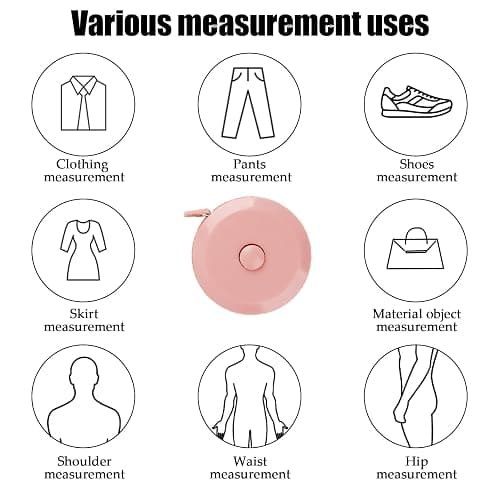 GDMINLO 3 Pack Tape Measure Measuring Tape for Body Fabric Sewing Tailor Cloth Knitting Craft Weight Loss Measurements Retractable 60-inch 1.5 Meter, Small Push ButtonDouble Scales Rulers thumbnail 7