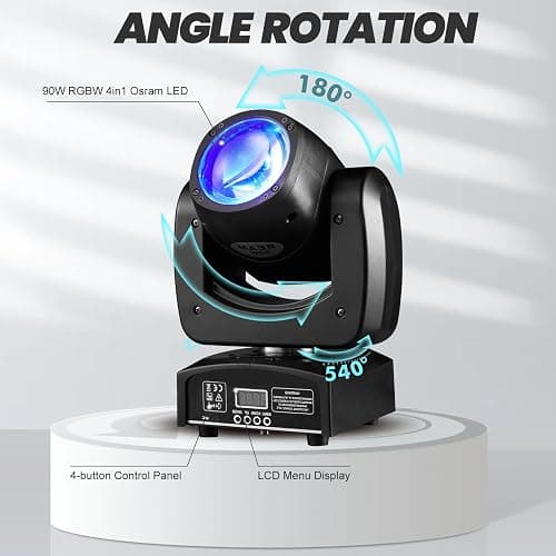 90W LED Moving Head DJ Lights Mini Beam Stage Lights Super Bright Spot RGBW 4IN1 DMX 512 12CH Sound-Activated for Wedding DJ Party Stage Lighting (90W, 2) thumbnail 4