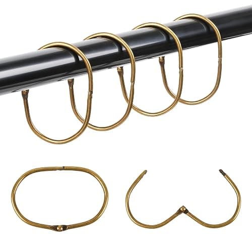 20Pcs Shower Curtain Hooks,Metal Oval Shower Curtain Hooks Roman Rings | Rustproof Decorative Shower Curtain Rings for Bathroom, Bathtub, Window, Balcony (20, Oval-Bronze) - Image 1