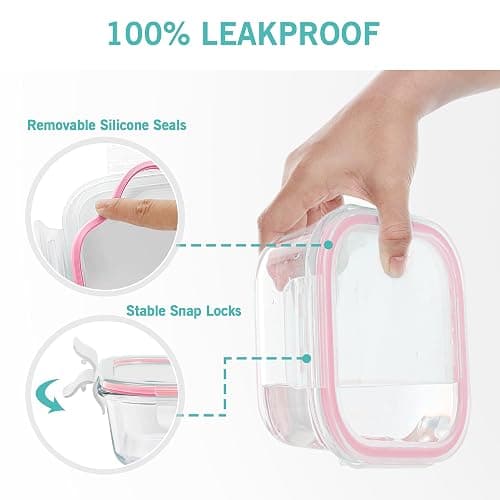 Vtopmart 8 Pack Glass Food Storage Containers with Airtight Lids, Glass Meal Prep Containers, Lunch Containers for Microwave, Oven, Freezer and Dishwasher, BPA Free thumbnail 5