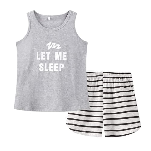 CYCHELRY Girl Sleeveless Summer Pajamas Set Cute Unicorn Tank Top and Stripe Shorts Sleepwear Soft Teen PJS Set Size 6-16 - Image 1