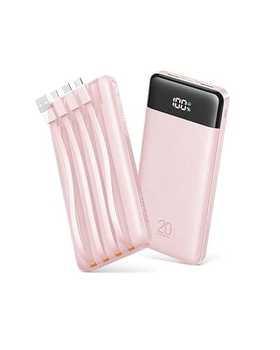 Orfeika 20000mAh Power Bank, Portable Charger with 4 Built-in Cables | 20W PD USB C Fast Charging,6 Outputs,LED Display,Flight-Safe,Travel Essentials Battery Pack for iPhone, Galaxy, iPad & More - Image 1