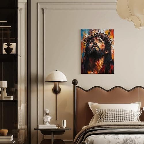 Framed Jesus Canvas Wall Art Crown of Thorns Picture Religious Print Poster Faith Christian Painting Artwork for Living Room Bedroom Church or Office Decor 12x16 Inch Ready to Hang thumbnail 5