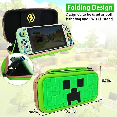 TIKOdirect Carrying Case Accessories for Switch,Portable Travel Case with Soft Protective Cover, Screen Protectors and Thumb Grip caps, Green thumbnail 4
