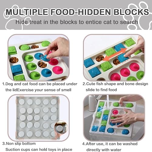 Cat Puzzle Feeder ，Cat Puzzle Toy ，Interactive Slow Feeder Kitten Toys ，Maze Hidden Food Pet Feeder，Toys for Bored Indoor Adult Cats thumbnail 4