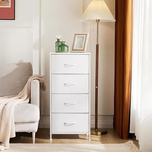 Sweetcrispy Nightstand Small Bedroom Dresser with 4 Fabric Drawers, Bed Side Furniture End Table, Wooden Top Cabinet Night Stand Dresser for Closet, Entryway, Dorm thumbnail 2