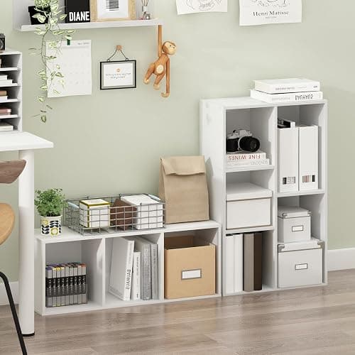 Furinno LUDER Book Shelf, 3-Cube Bookshelf, Bookcase with Open Shelves, 9.3 x 12 x 31.5, Easy Assembly, for Living Room, Bedroom, Home Office, White thumbnail 8